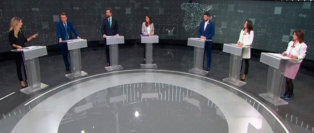 Portavoces políticos hablando sobre Cataluña en el debate electoral / RTVE