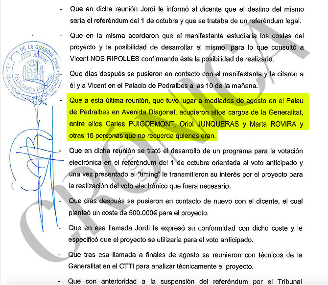 Fragmento del informe de la 'Operación Anubis' / CG