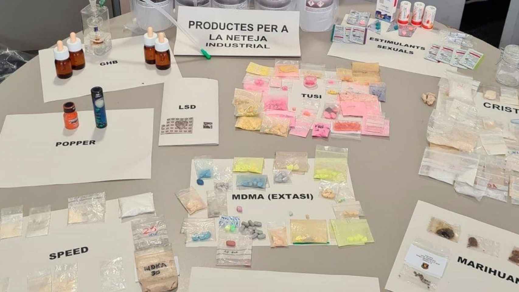 Las sustancias encontradas en un piso en Barcelona desde el que se distrubuían drogas y medicamentos sin receta / MOSSOS