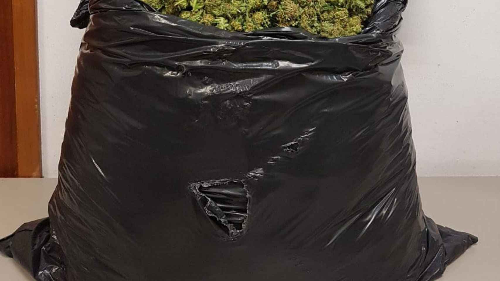 Bolsa de basura con 15 kilos de marihuana / MOSSOS