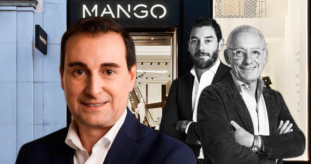 Isak y Jonathan Andic, fundador de Mango y su hijo, con el director general Toni Ruiz en primer plano / FOTOMONTAJE DE CG