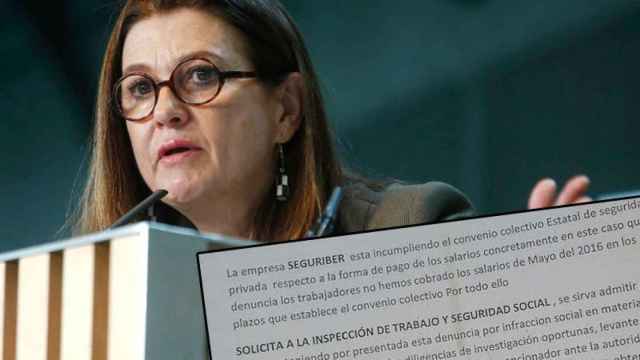 Mónica de Oriol, máxima accionista de Seguriber, junto a la denuncia presentada en Inspección de Trabajo