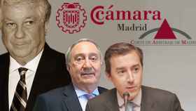 Arturo Fernández, expresidente, Juan Carlos Belmonte, actual máximo mandatario, y Carlos Prieto, director general de la Cámara de Comercio de Madrid / CG