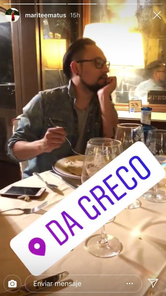 Maria Teresa Matus en el restaurante Da Greco con su hermano / Instagrama