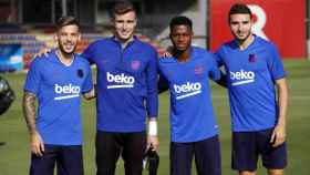 Pérez, Peña, Fati y Ruiz en un entrenamiento con el primer equipo / FC Barcelona