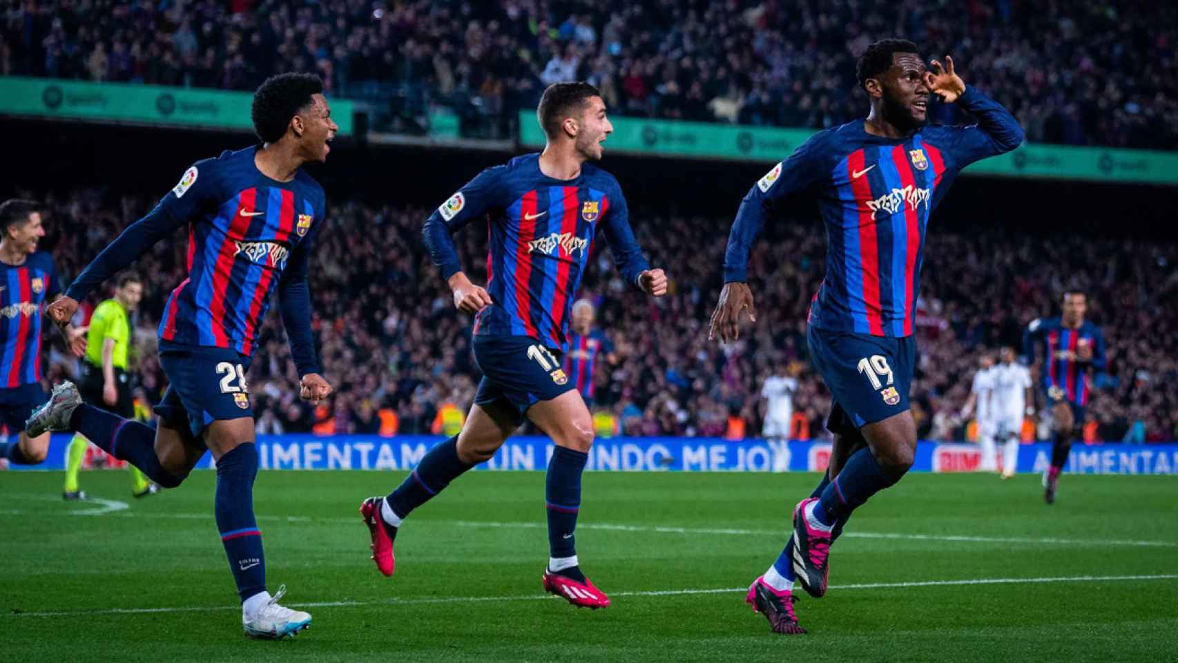 Kessié festeja el gol del triunfo del Barça contra el Real Madrid en el clásico de Liga / FCB