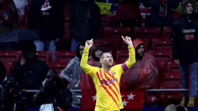 Leo Messi celebrando su gol contra el Atlético de Madrid / EFE