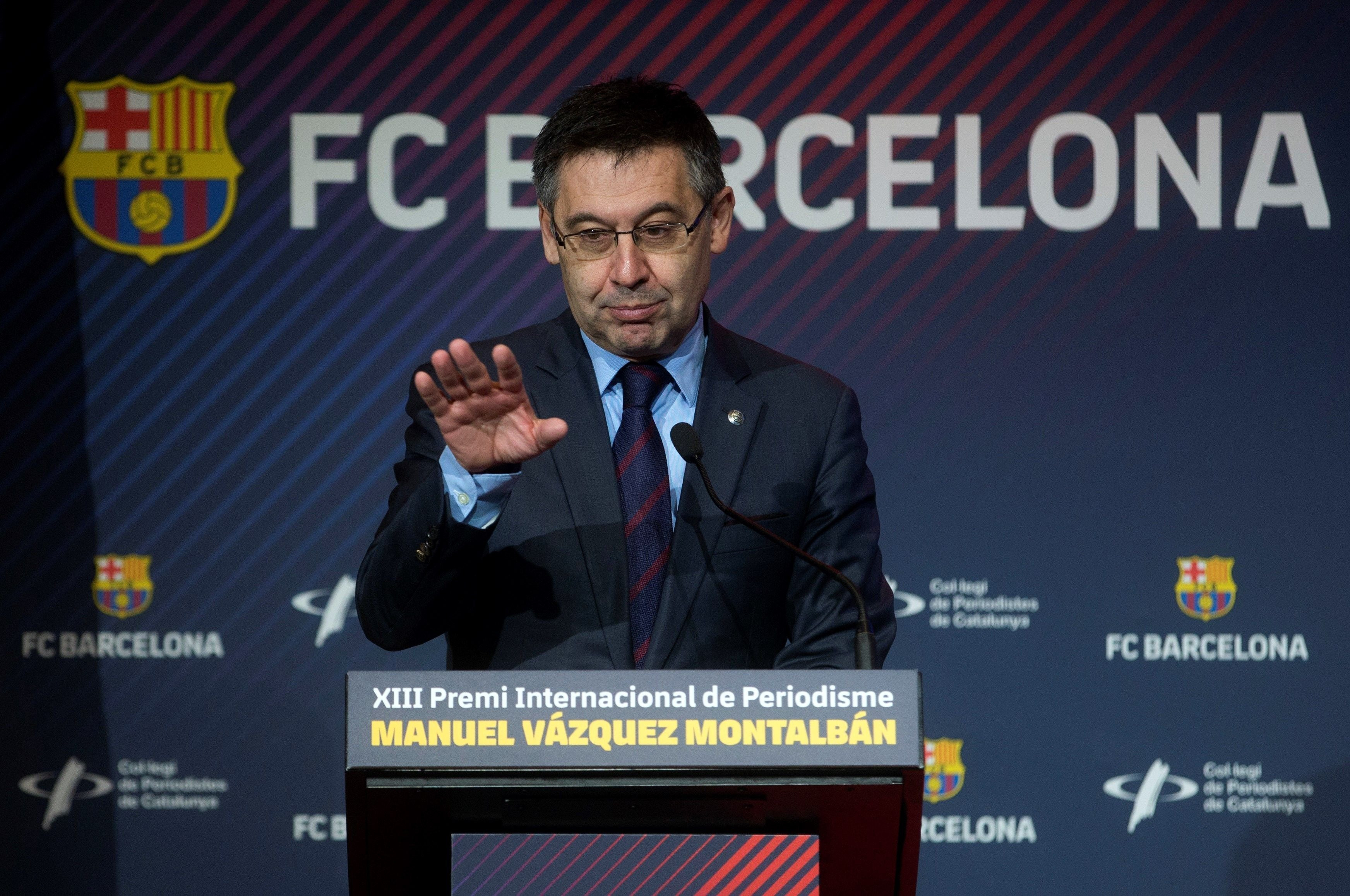 Josep Maria Bartomeu en una rueda de prensa del Barça / EFE