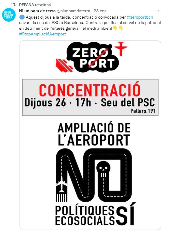 Anuncio de concentración de Zeroport