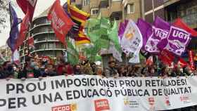 Sindicatos de educación se movilizan en el primer día de huelga y piden la implicación de Aragonès / CG