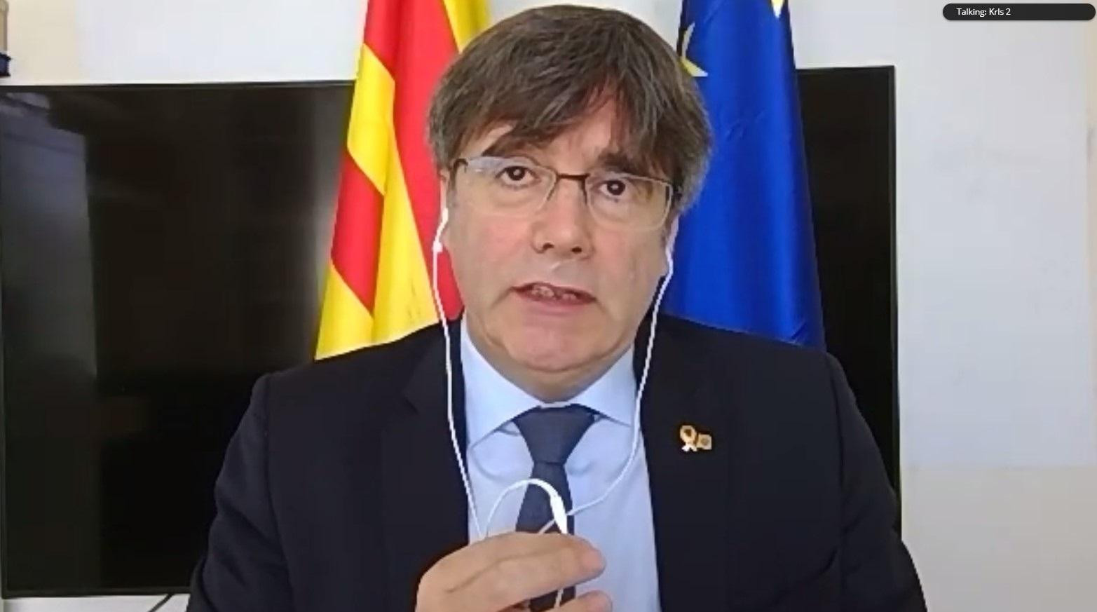 Carles Puigdemont, en la presentación de su libro por vía telemática / EP