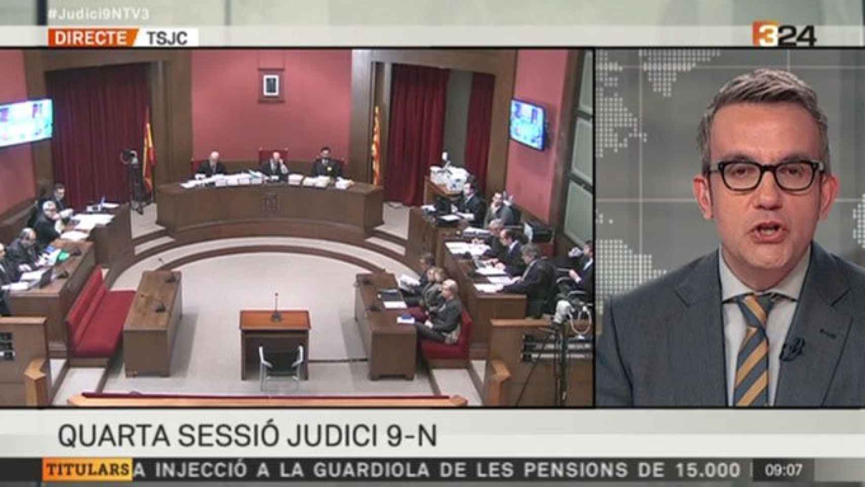 Retransmisión en directo del juicio a Artur Mas por la consulta del 9N en TV3 / CG