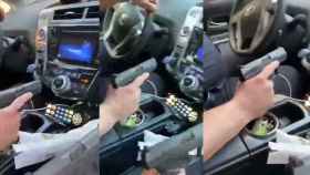 Fotogramas del vídeo donde la policía lleva su arma en la mano, de camino a un atraco / CG