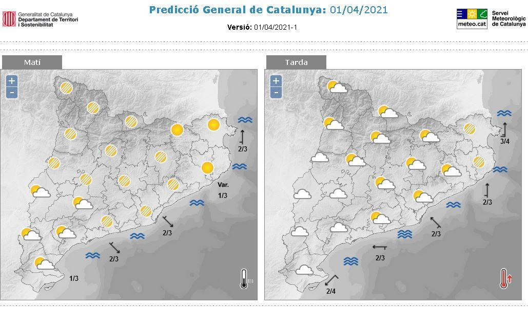 Predicción general para este 1 de abril en Cataluña / METEOCAT