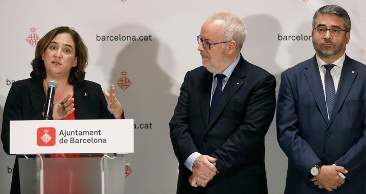 Ada Colau, alcaldesa de Barcelona, tras la reunión de la Junta Local de Seguridad del lunes / EFE