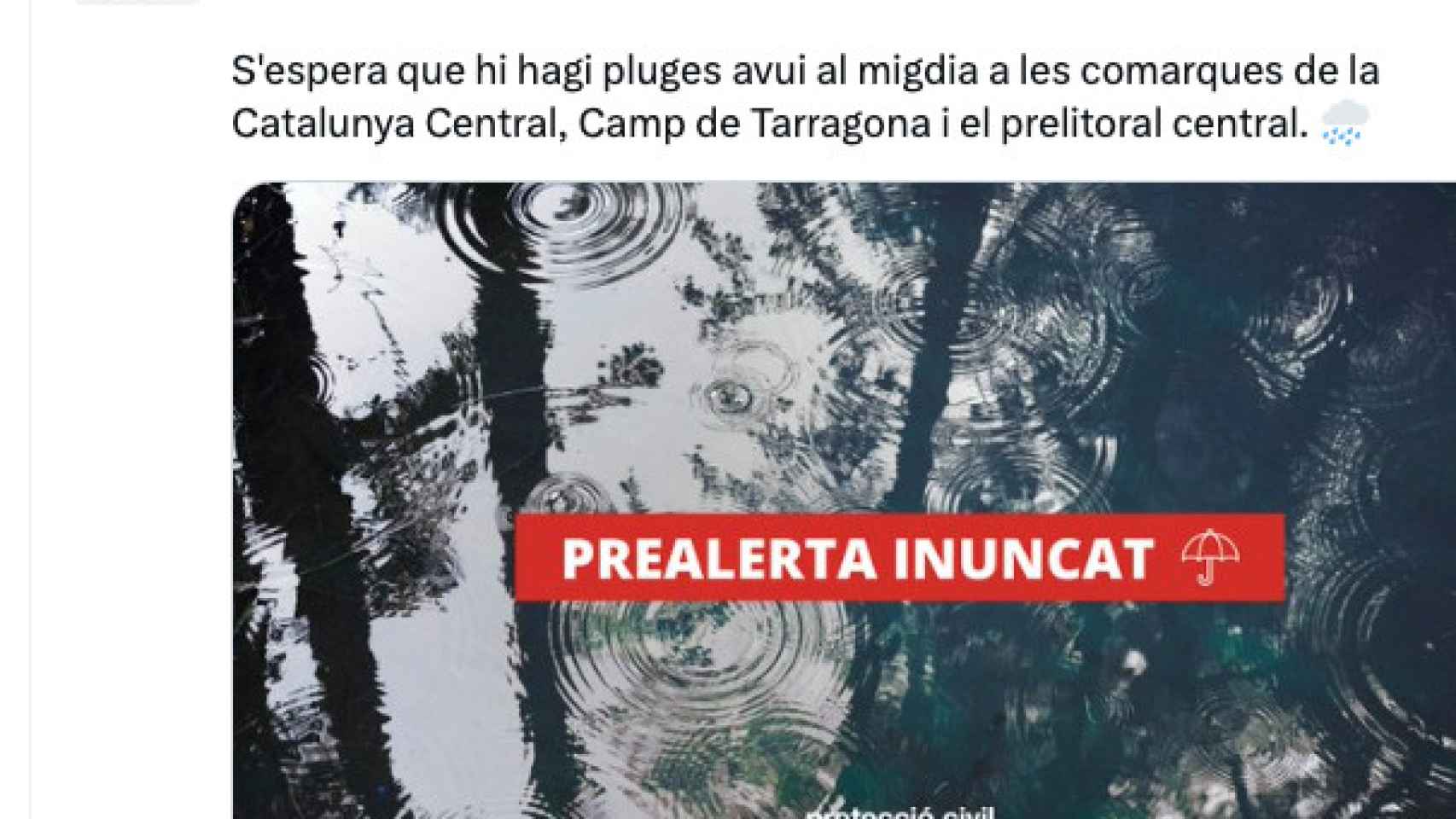 Protección Civil activa el Plan Inuncat por riesgo de lluvias intensas este viernes
