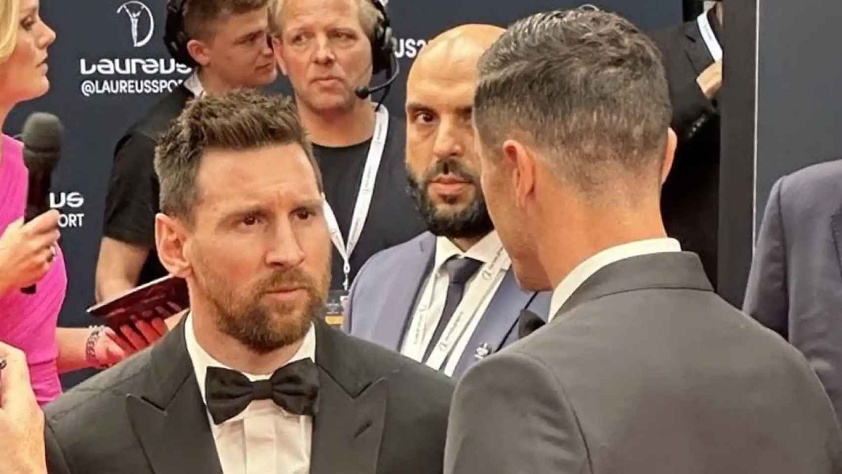 El encuentro entre Messi y Lewandowski en los Premios Laureus / REDES