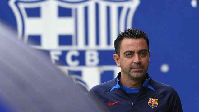 Xavi Hernández, durante una sesión de entrenamiento con el FC Barcelona / EFE