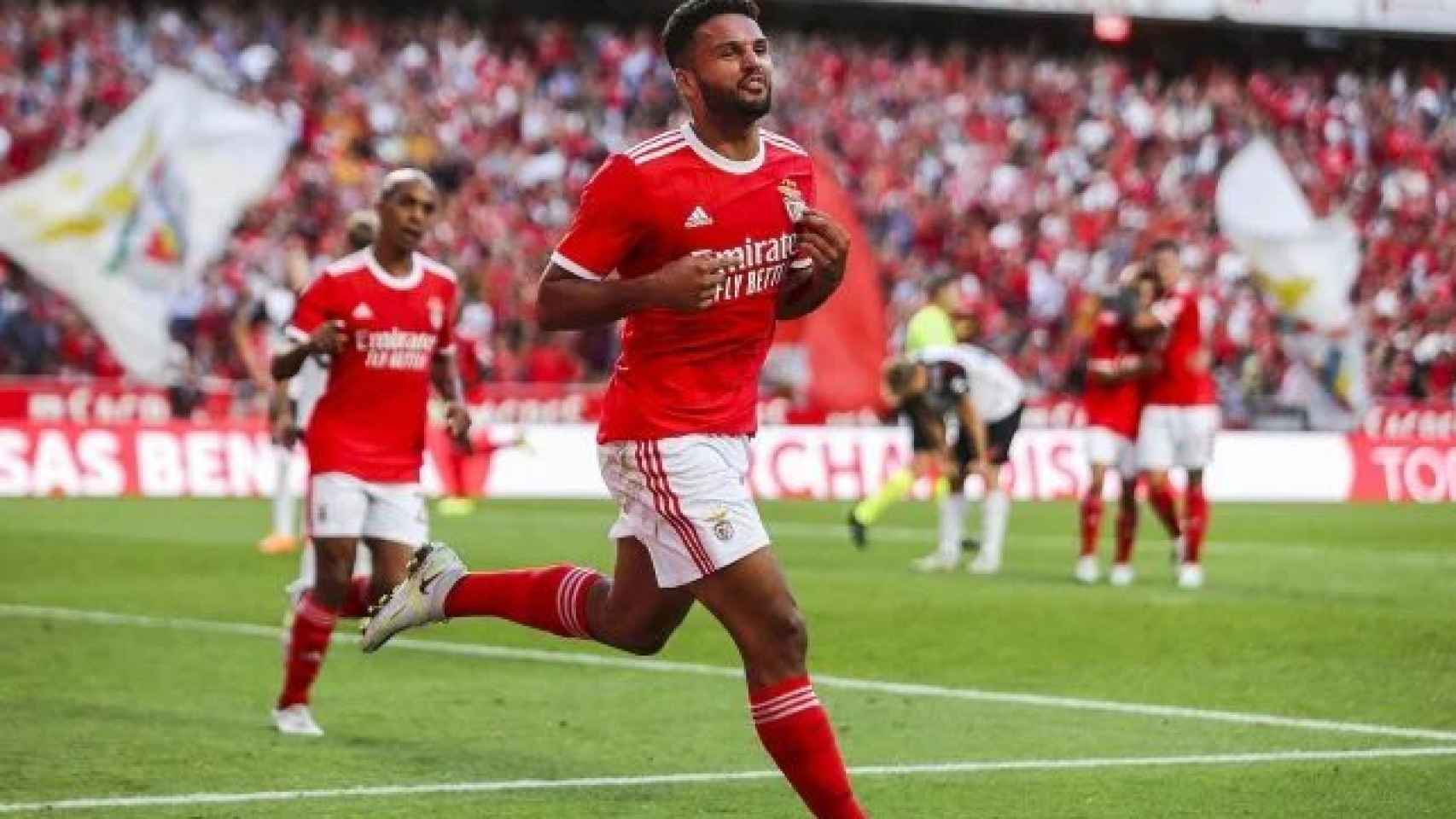 Gonçalo Ramos celebra un gol con el Benfica _ REDES