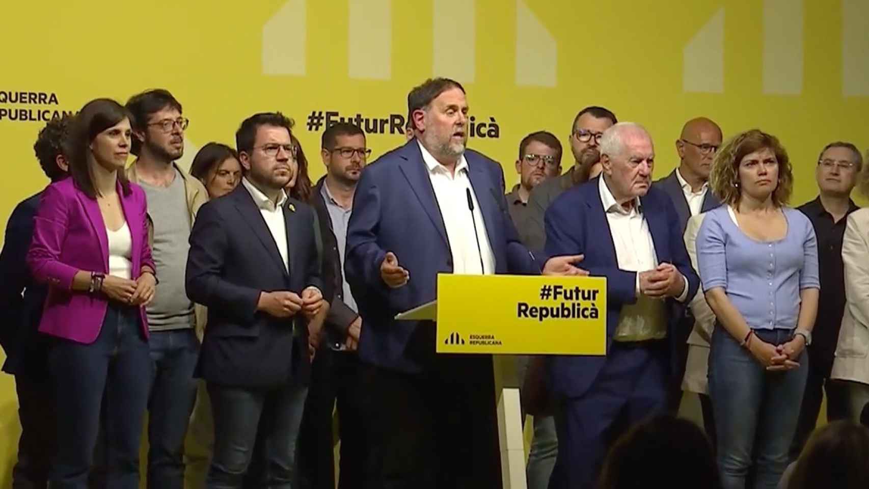 Los dirigentes de ERC tras los resultados de las elecciones municipales de Cataluña