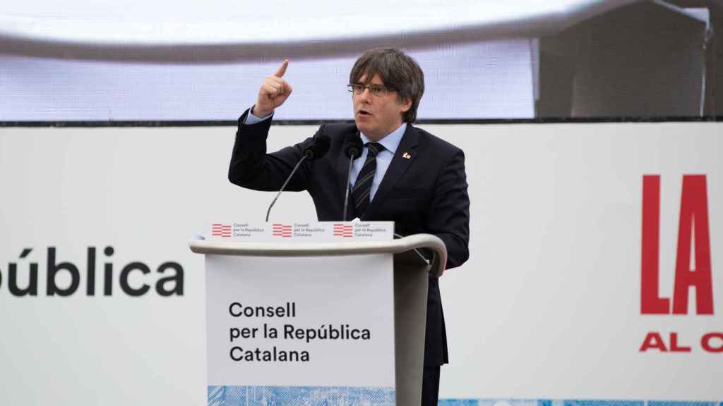 El expresidente de la Generalitat de Cataluña, Carles Puigdemont, en un acto de su Consell per la República en Francia