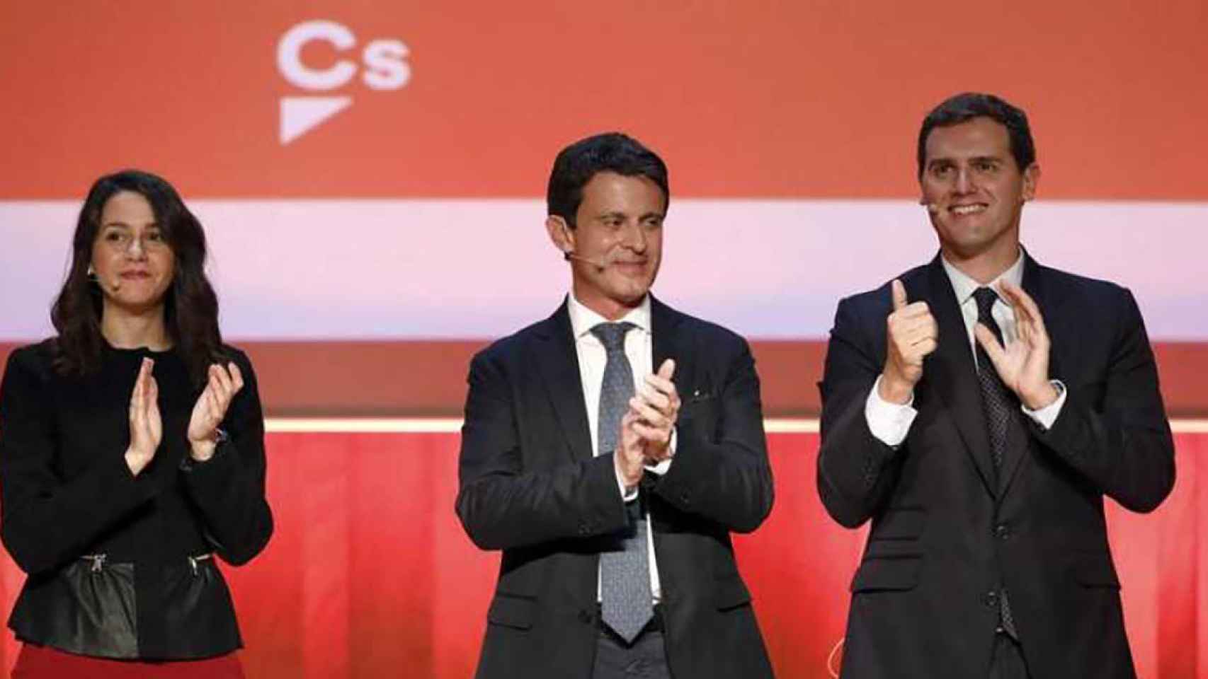 Inés Arrimadas, Manuel Valls y Albert Rivera (de izquierda a derecha)