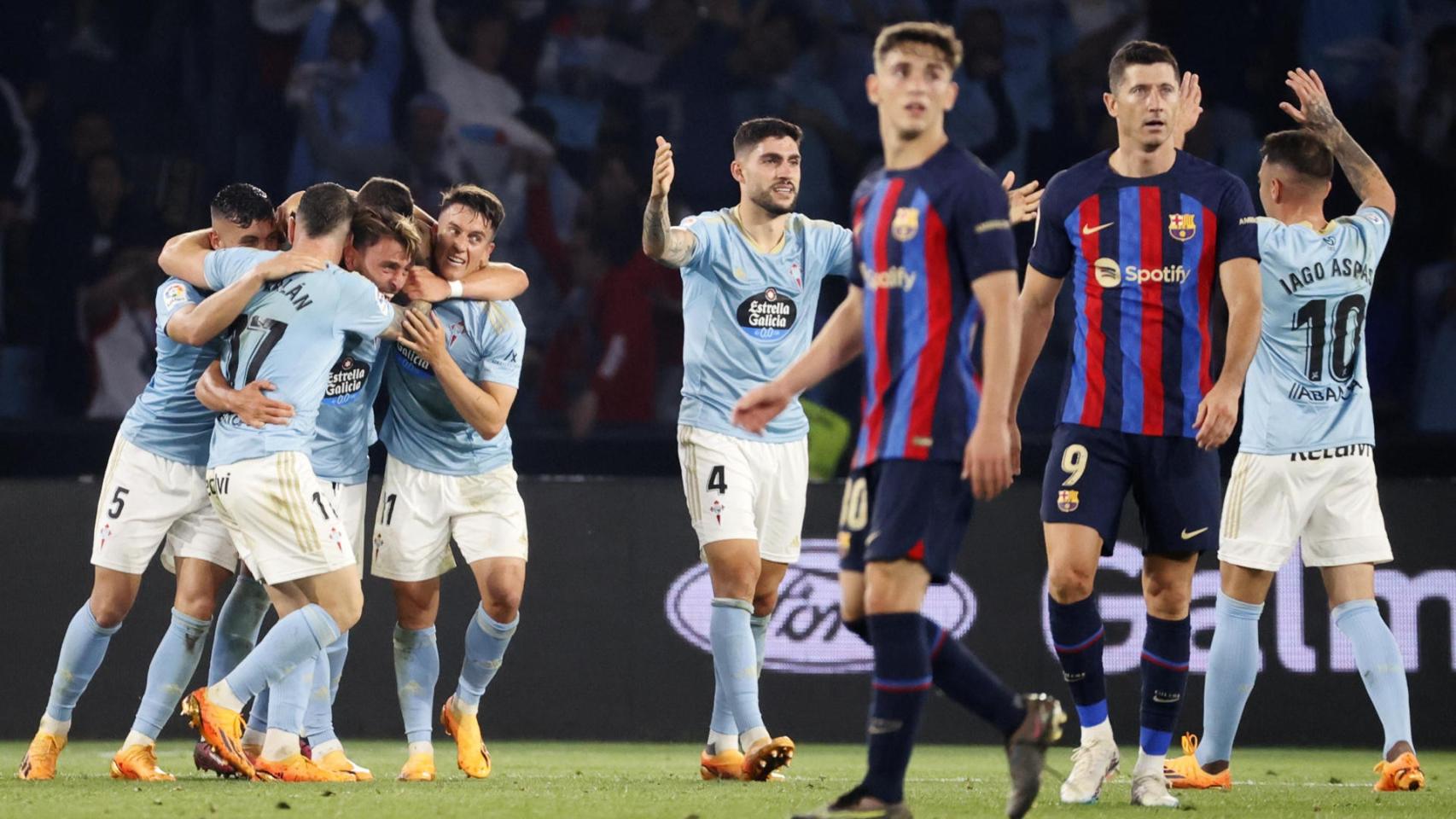 El Celta celebra la permanencia tras vencer al Barça