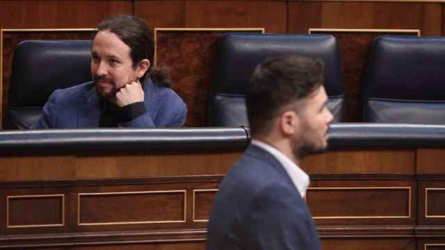 Gabriel Rufián (ERC) y Pablo Iglesias (Podemos), en una imagen de archivo