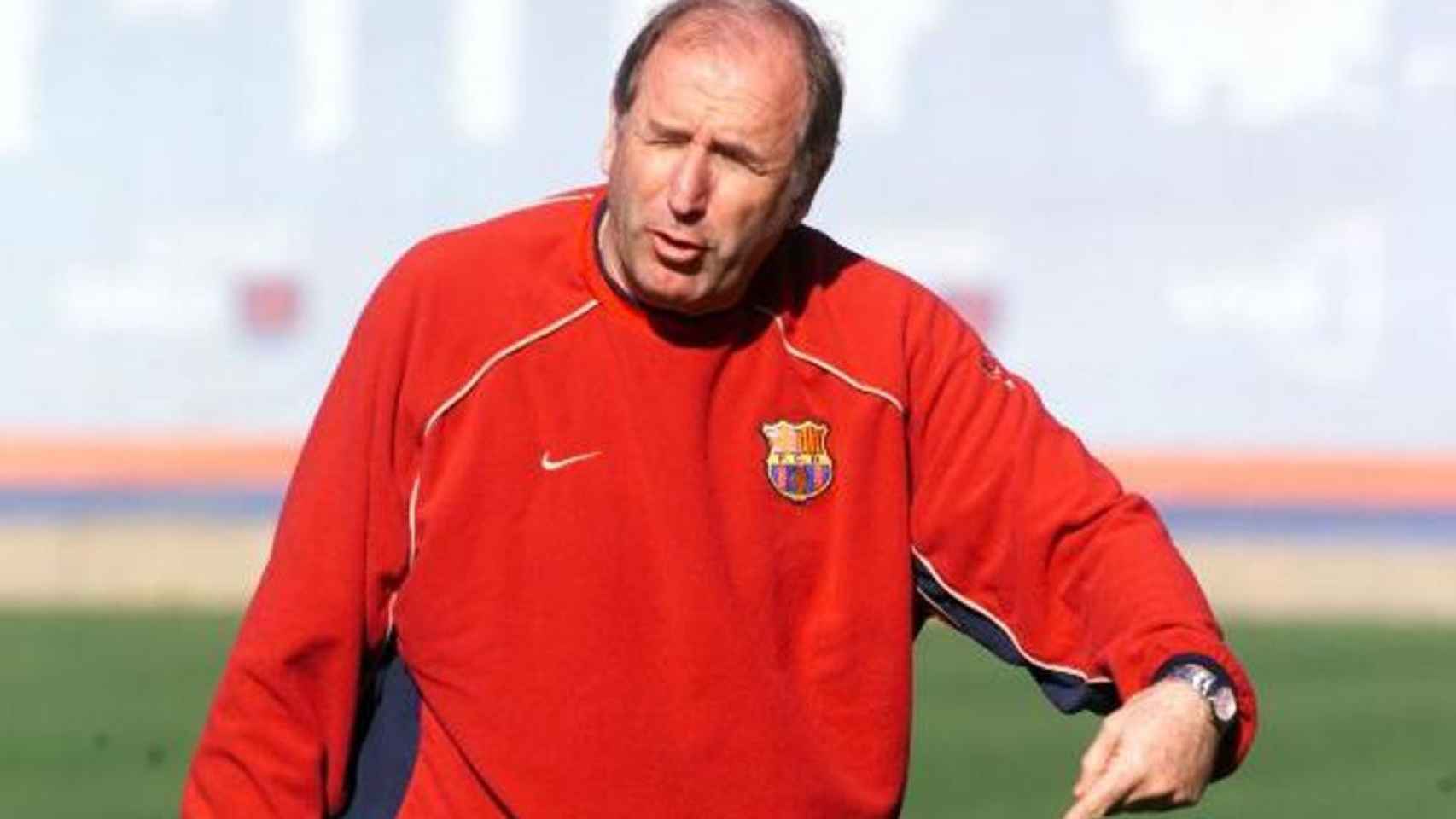 Carles Rexach, en un entrenamiento del Barça