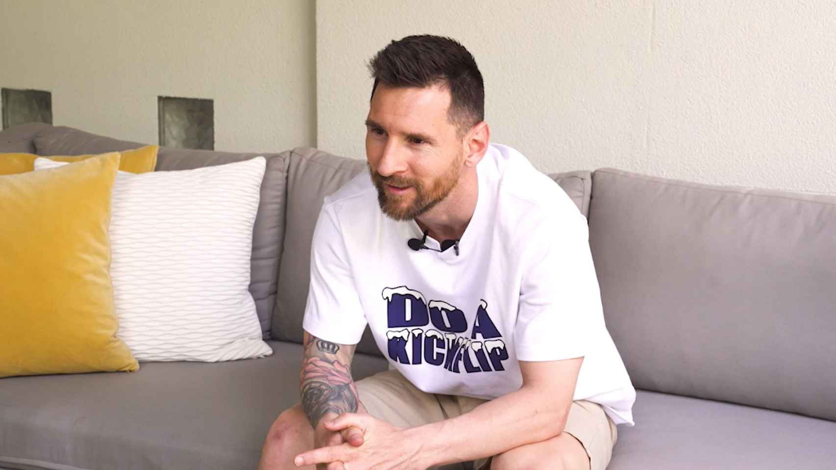 Leo Messi, durante en la entrevista oficial de su fichaje por el Inter de Miami / REDES