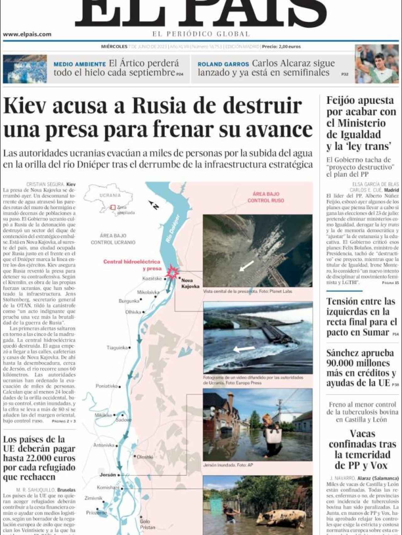 Portada de 'El País' de 7 de junio de 2023