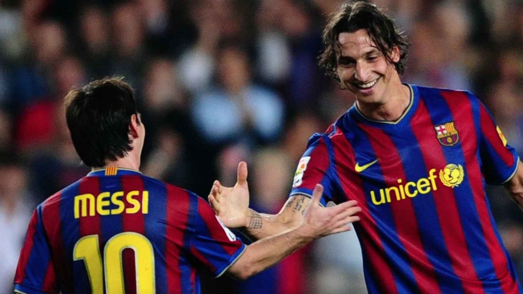 Ibrahimovic y Leo Messi, celebrando un gol con el Barça / REDES