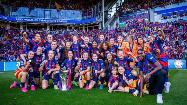 Las jugadoras del Barça femenino, celebrando la conquista de la Champions League 2022-23 / REDES