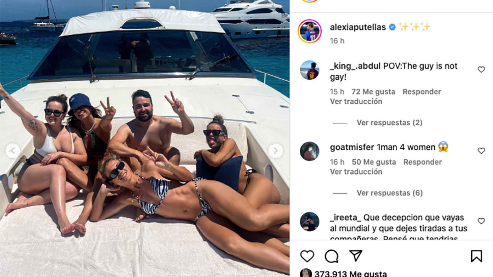 Alexia Putellas, acompañada por familiares y amigos en un yate en Ibiza / REDES