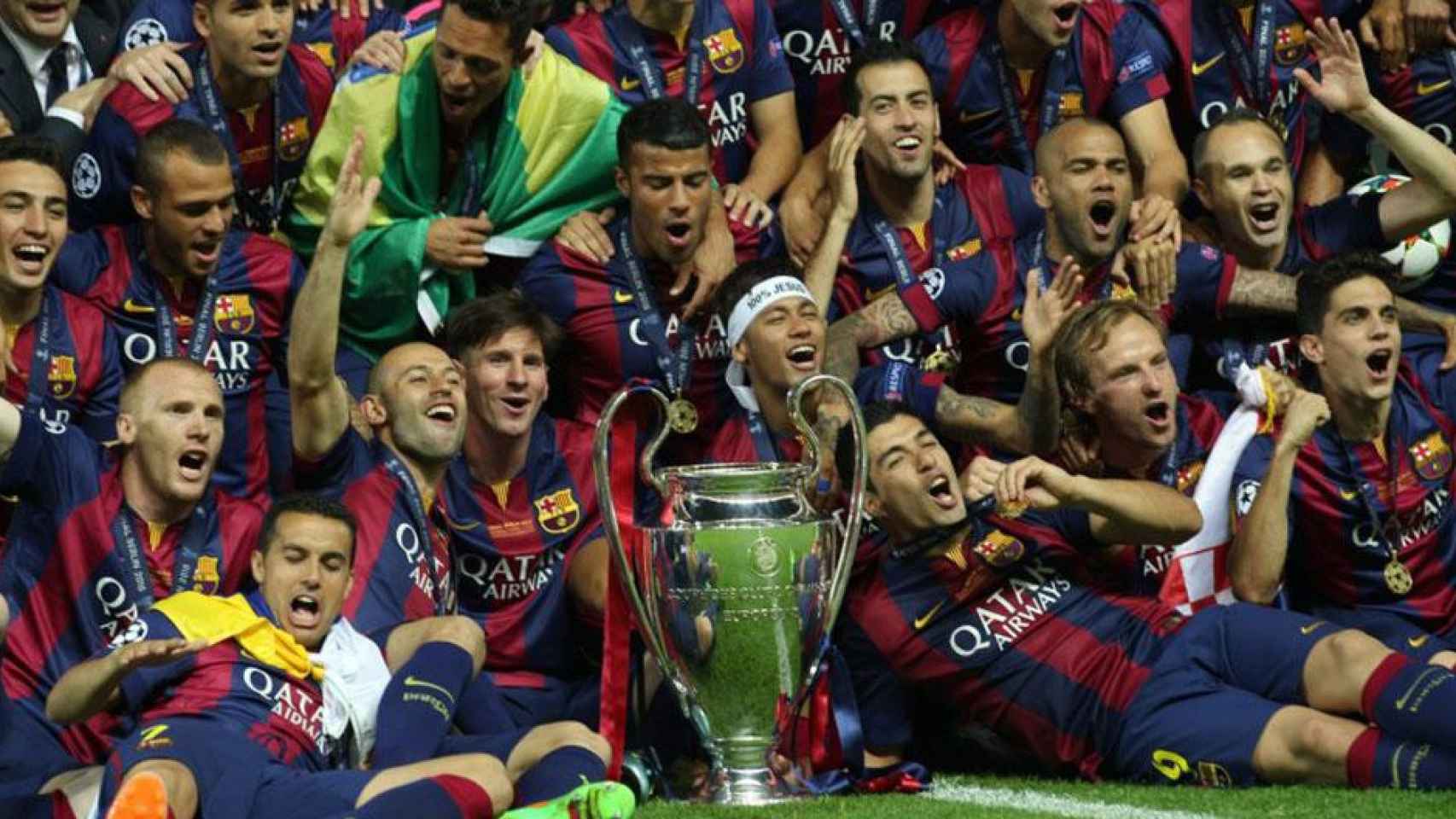El Barça celebra la Champions League ganada en 2015