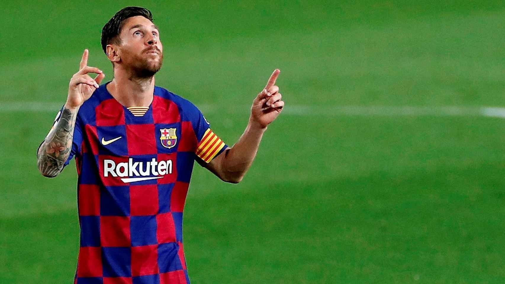 Messi celebrando un gol con el Barça