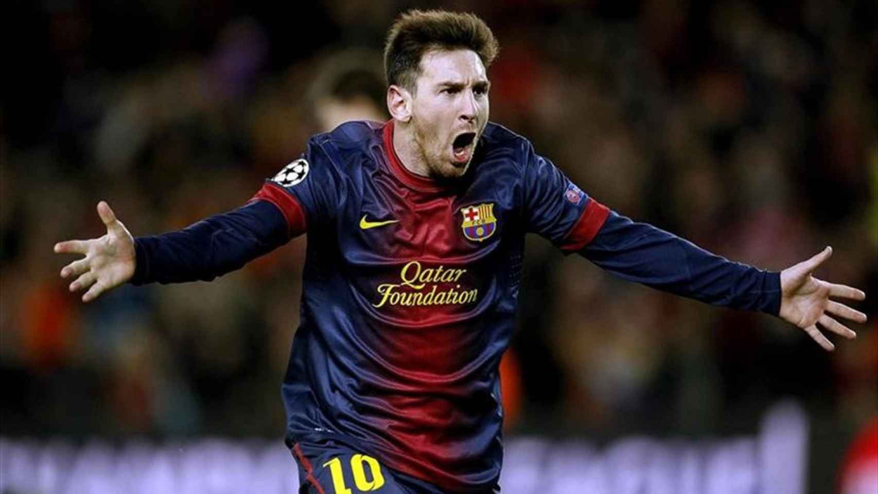 Messi celebra un gol en Champions / EFE
