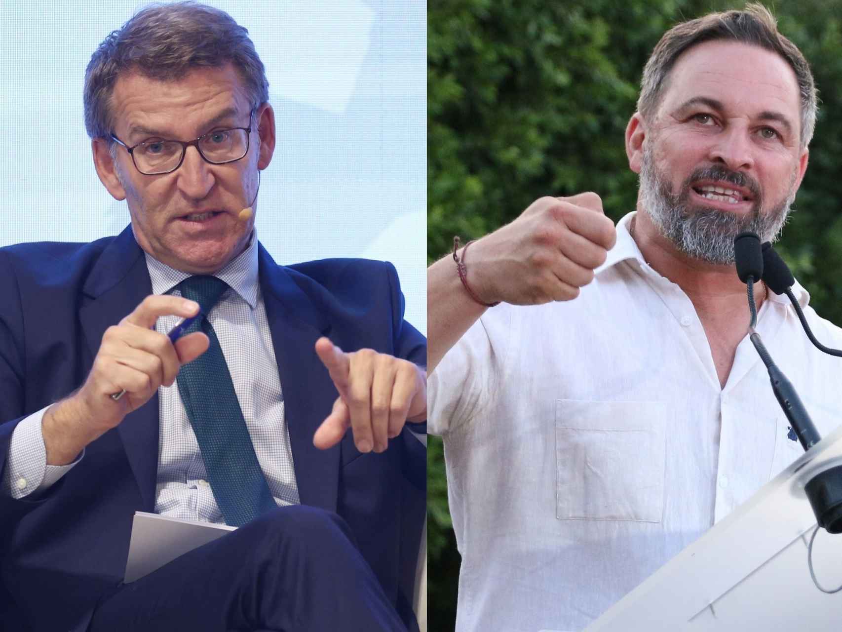 Los presidentes del Partido Popular y de Vox, Alberto Núñez Feijóo y Santiago Abascal