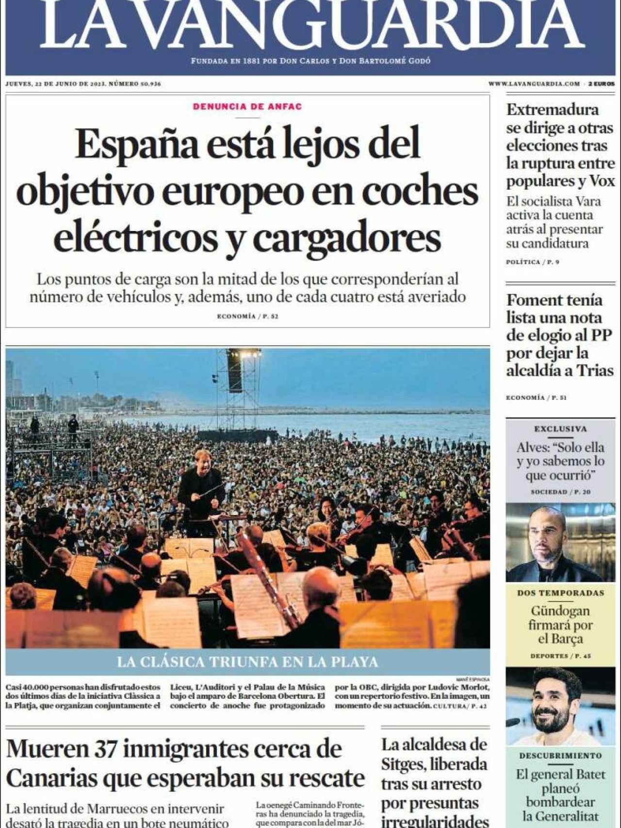 Portada de 'La Vanguardia' de 22 de junio de 2023