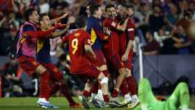 La selección española celebra la victoria en la Nations League