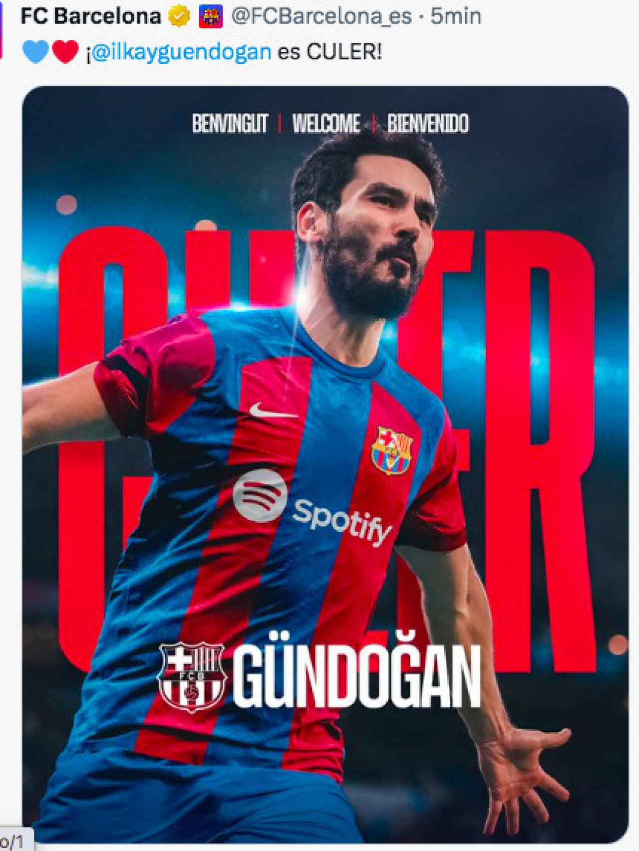El Barça ha anunciado el fichaje de Gundogan