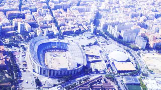 Imagen aérea de las obras del Camp Nou y el resto del Espai Barça