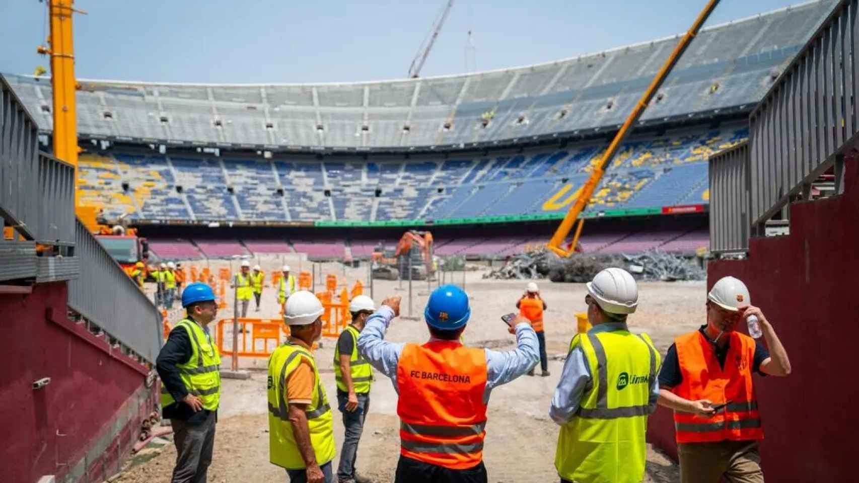 El Camp Nou, durante las obras del Espai Barça