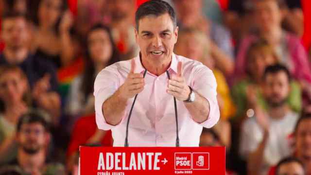 El presidente del Gobierno y candidato del PSOE para el 23-J, Pedro Sánchez, este jueves en el acto de arranque de campaña en Madrid