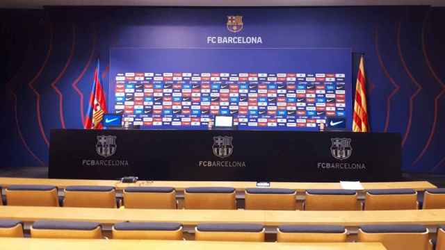Imagen de la sala de prensa del FC Barcelona en el Camp Nou / FCB