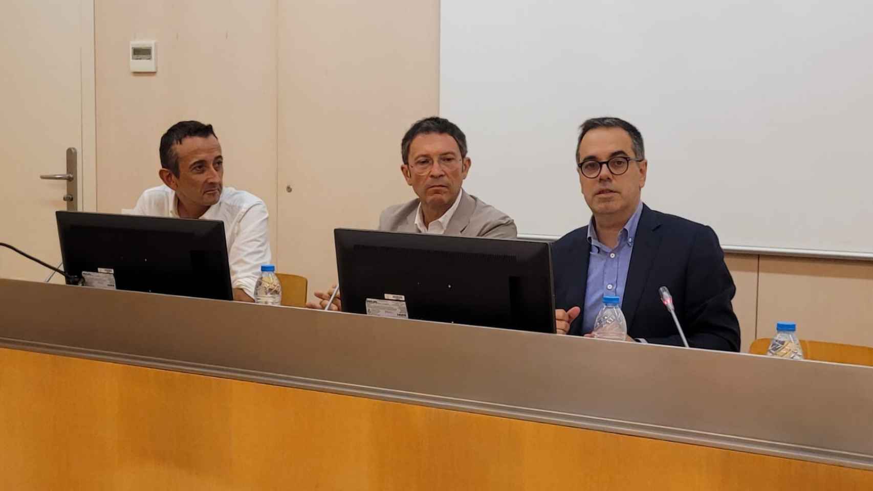 Josep Maria Sentís, Josep Maria Raya, y Carles Sala  en la presentación del estudio de UPF y APCE