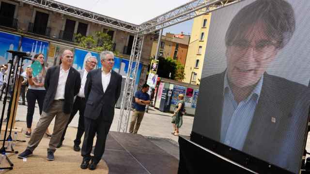 Un acto de campaña electoral de Junts con presencia de Carles Puigdemont