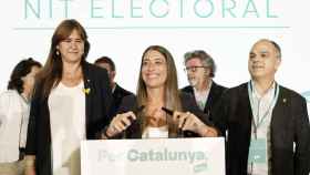 Laura Borràs, Míriam Nogueras y Jordi Turull, presidenta, candidata de las elecciones generales, y secretario general de Junts, respectivamente
