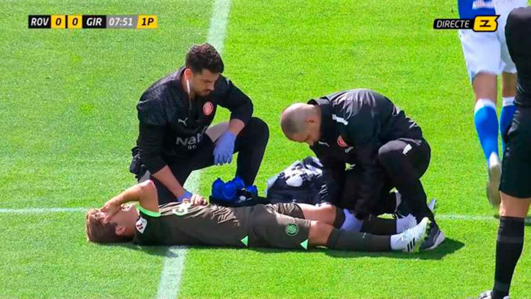 Pablo Torre, lesionado durante un partido amistoso del Girona / REDES