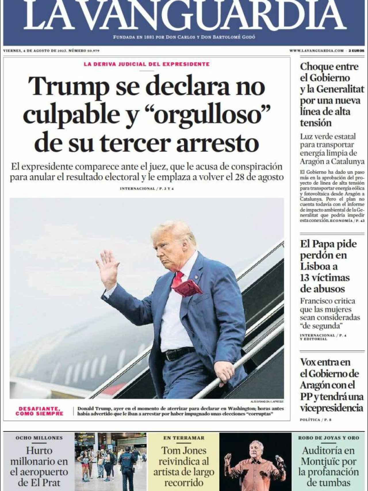 Portada de 'La Vanguardia' de 4 de agosto de 2023